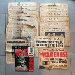 Vintage 1945 The New York Times Week In Review Newspaper WWII War